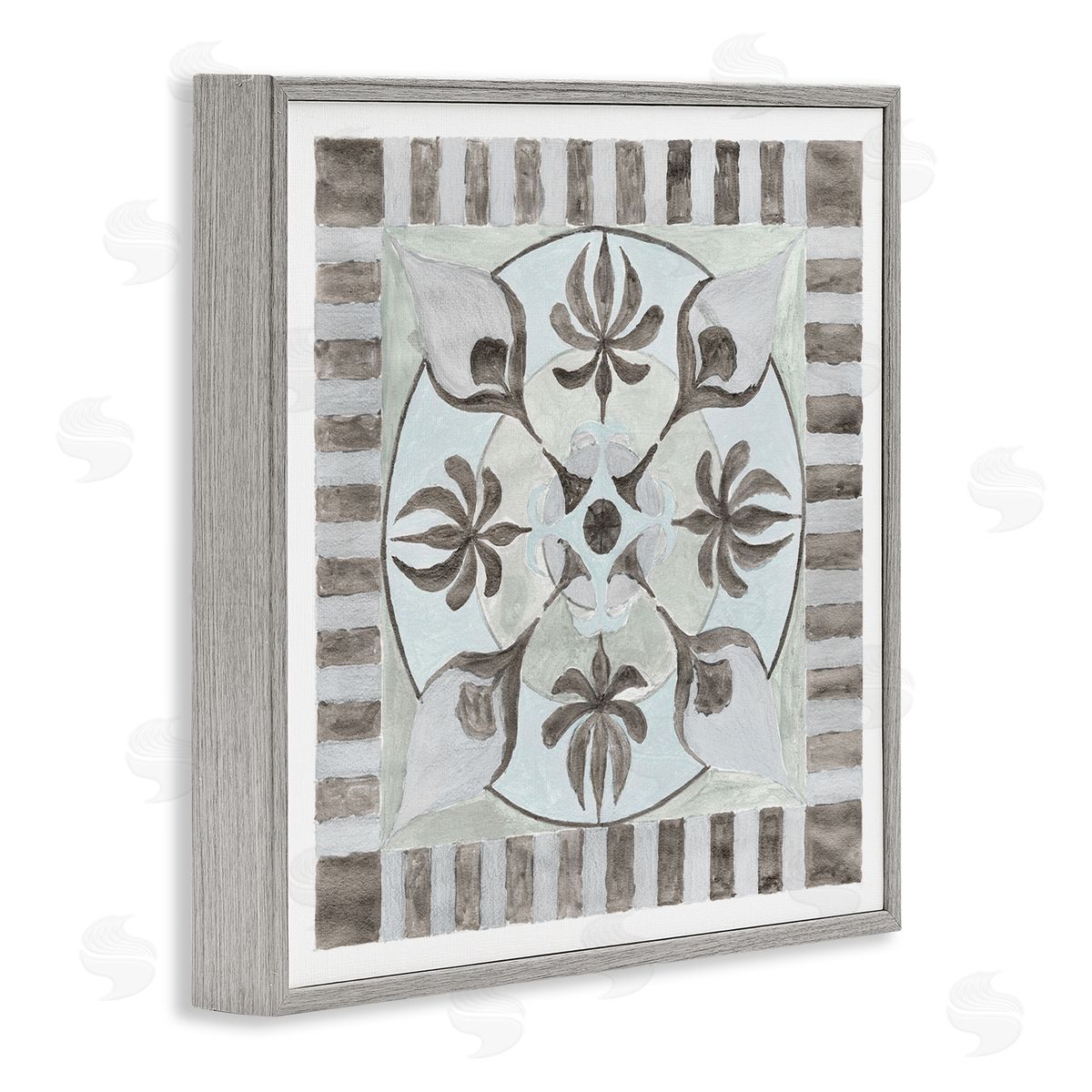 Charity Henderson Bohemian Floral Symmetry Pattern Gray Framed Glicee Wall Art Print