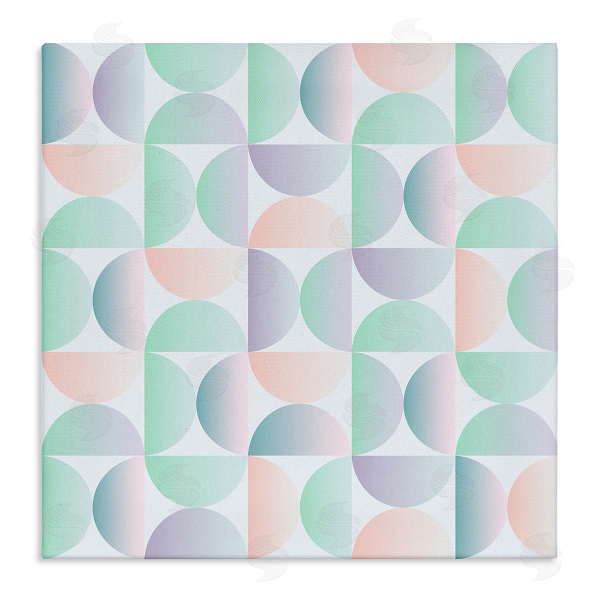 Ziwei Li Retro Pastel Shapes Pattern Stretched Canvas Wall Art Print