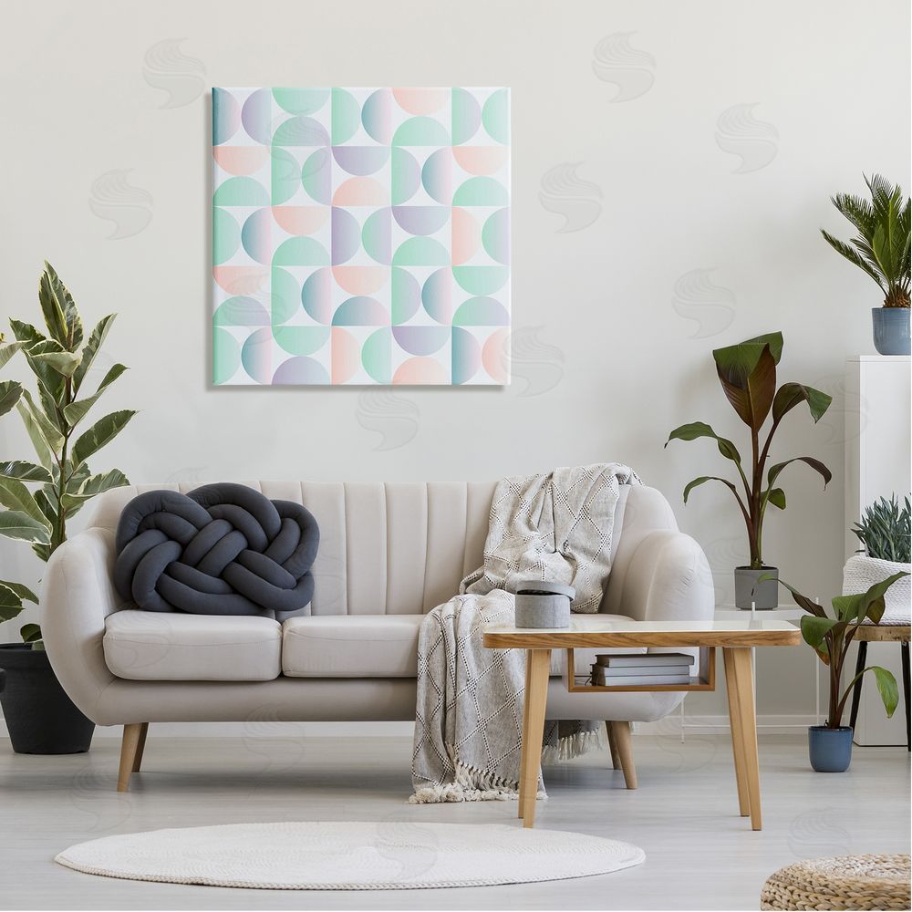 Ziwei Li Retro Pastel Shapes Pattern Canvas Wall Art in Room