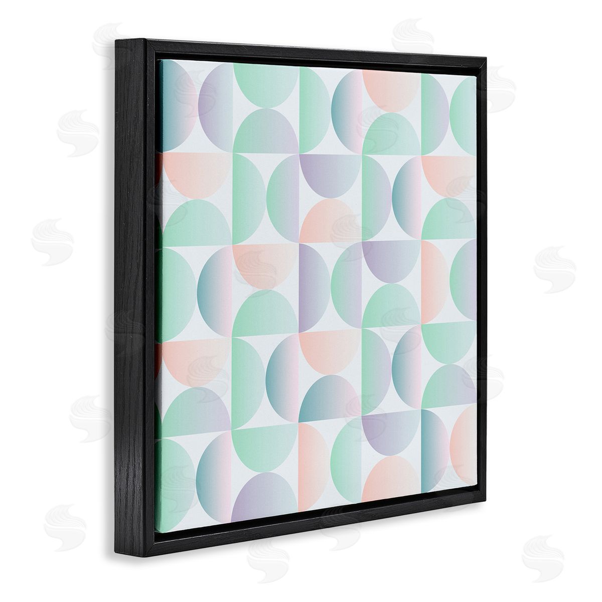 Ziwei Li Retro Pastel Shapes Pattern Black Floating Frame Canvas Wall Art Print