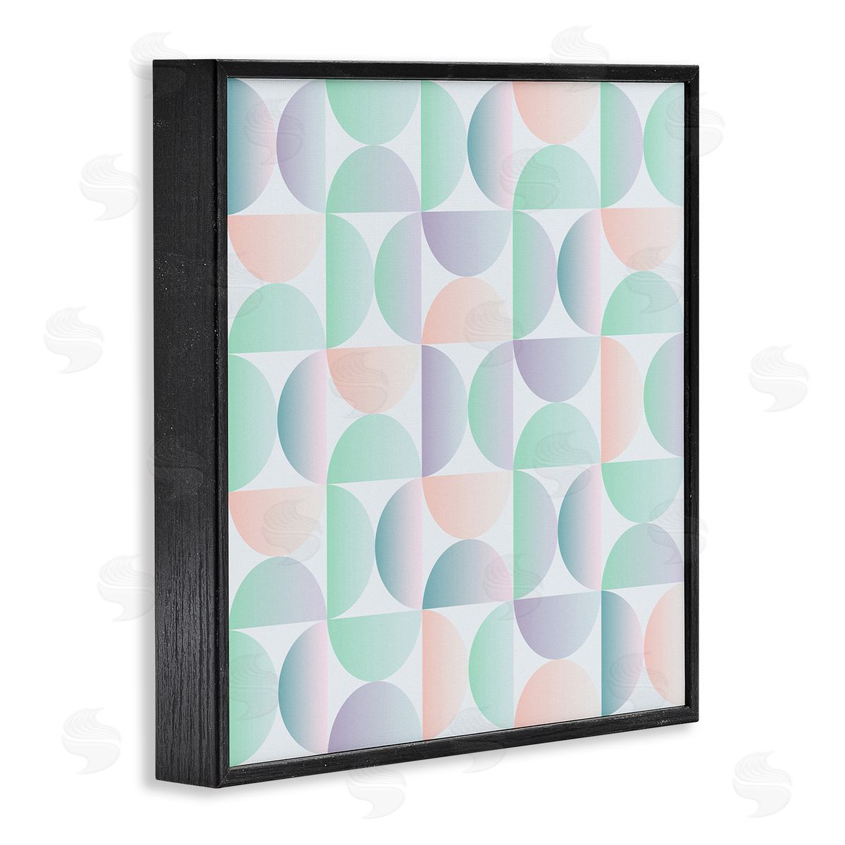 Ziwei Li Retro Pastel Shapes Pattern Black Framed Glicee Wall Art Print
