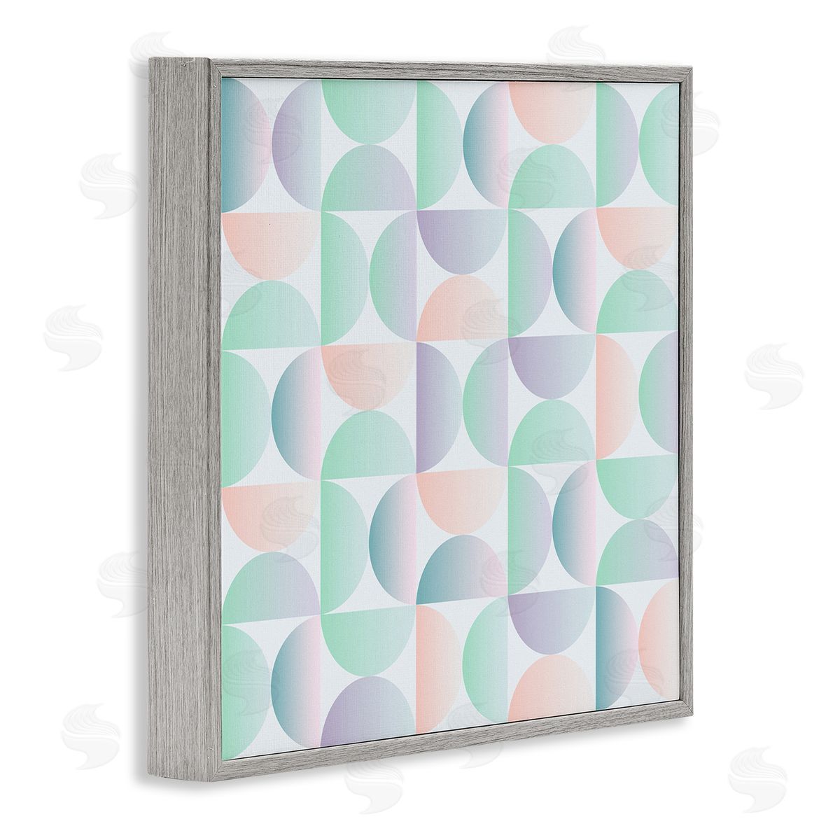 Ziwei Li Retro Pastel Shapes Pattern Gray Framed Glicee Wall Art Print