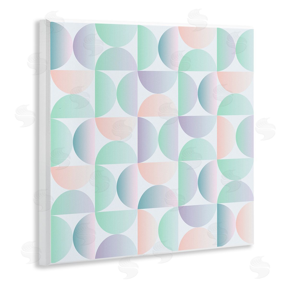 Ziwei Li Retro Pastel Shapes Pattern Wooden Wall Plaque Art Print