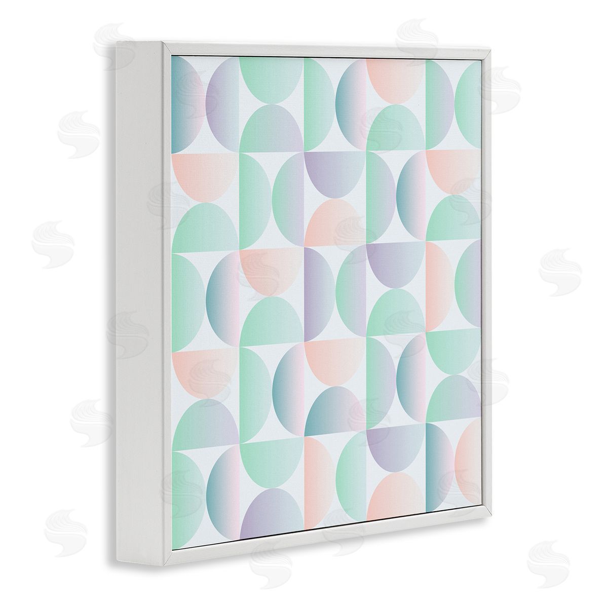 Ziwei Li Retro Pastel Shapes Pattern White Framed Glicee Wall Art Print