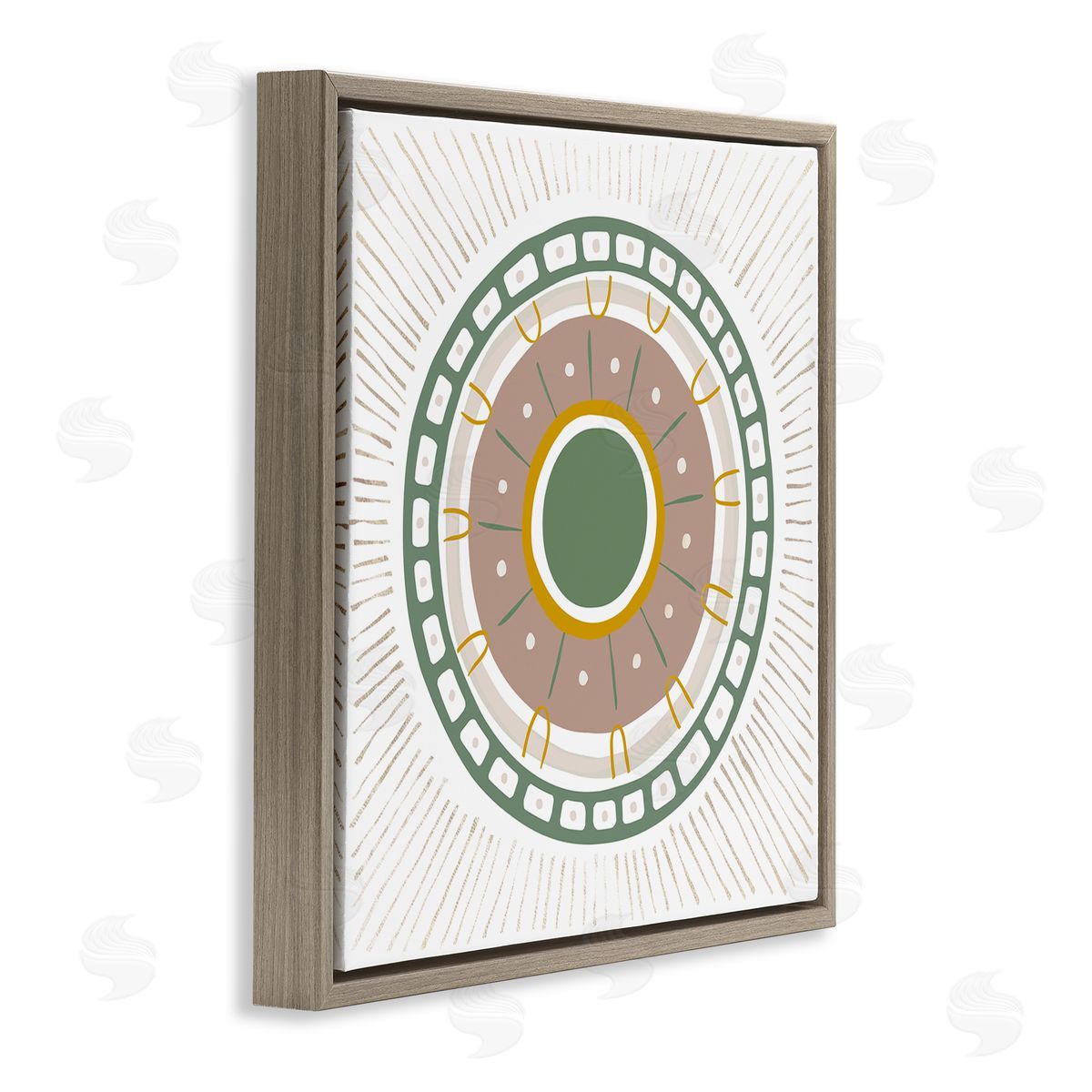 Ziwei Li Geometric Abstract Eye Fractal Brown Floating Frame Canvas Wall Art Print