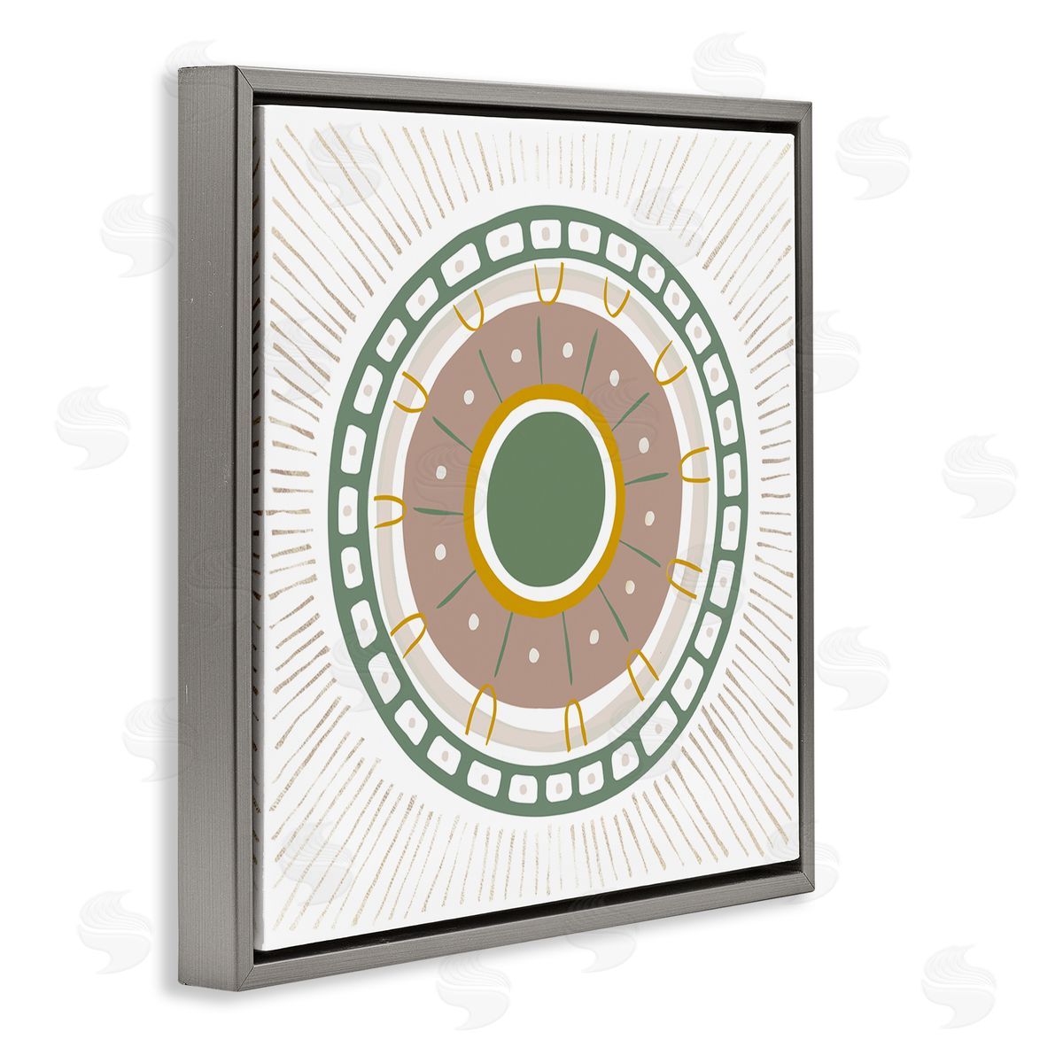 Ziwei Li Geometric Abstract Eye Fractal Gray Floating Frame Canvas Wall Art Print