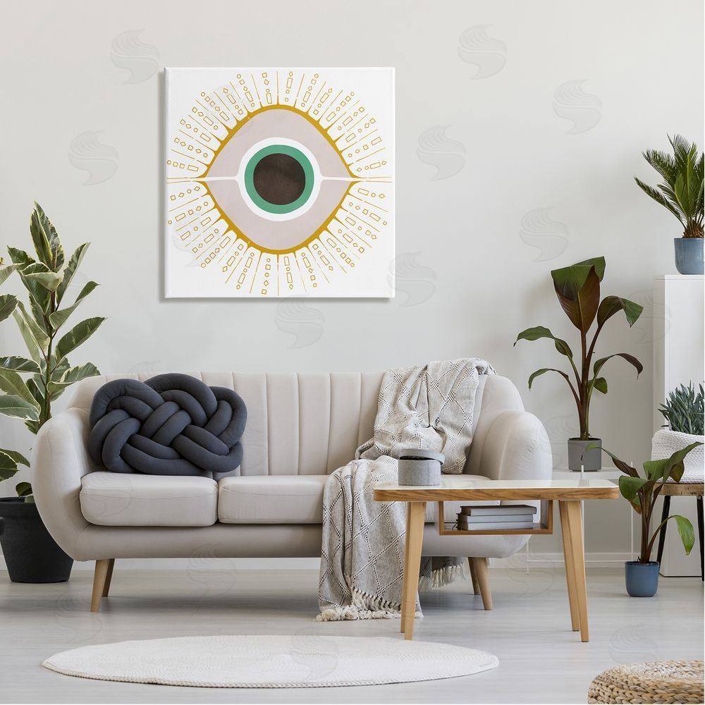 Ziwei Li Contemporary Evil Eye Symbol Canvas Wall Art in Room