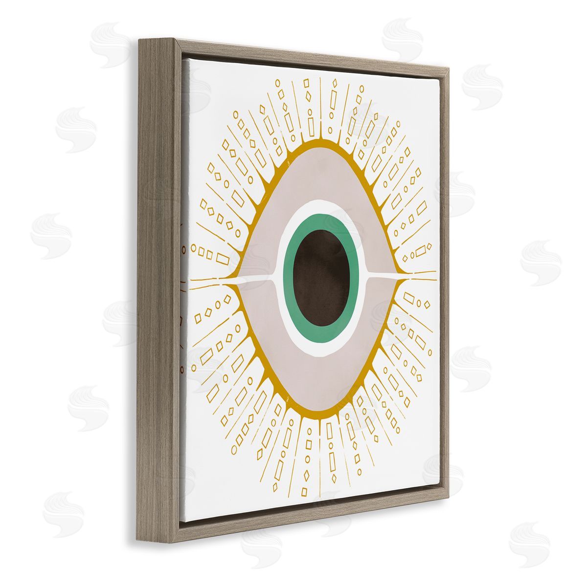 Ziwei Li Contemporary Evil Eye Symbol Brown Floating Frame Canvas Wall Art Print