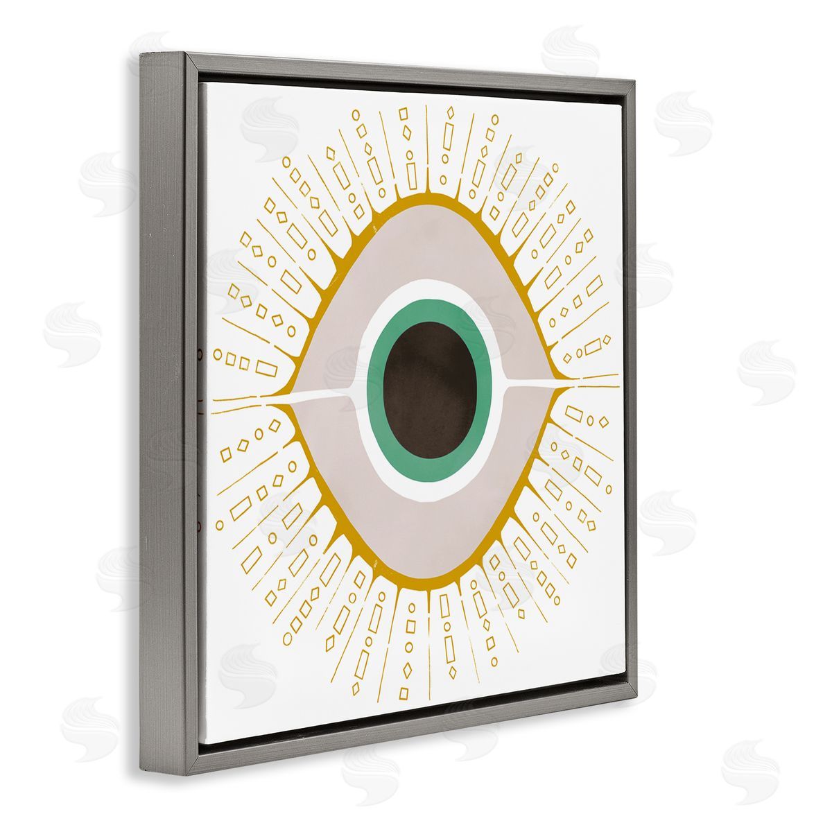 Ziwei Li Contemporary Evil Eye Symbol Gray Floating Frame Canvas Wall Art Print