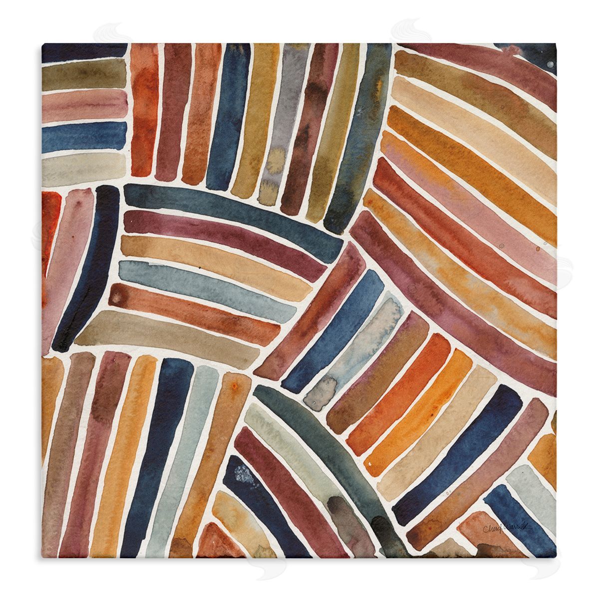 Cheryl Warrick Muted Alternating Stripes Stretched Canvas Wall Art Print