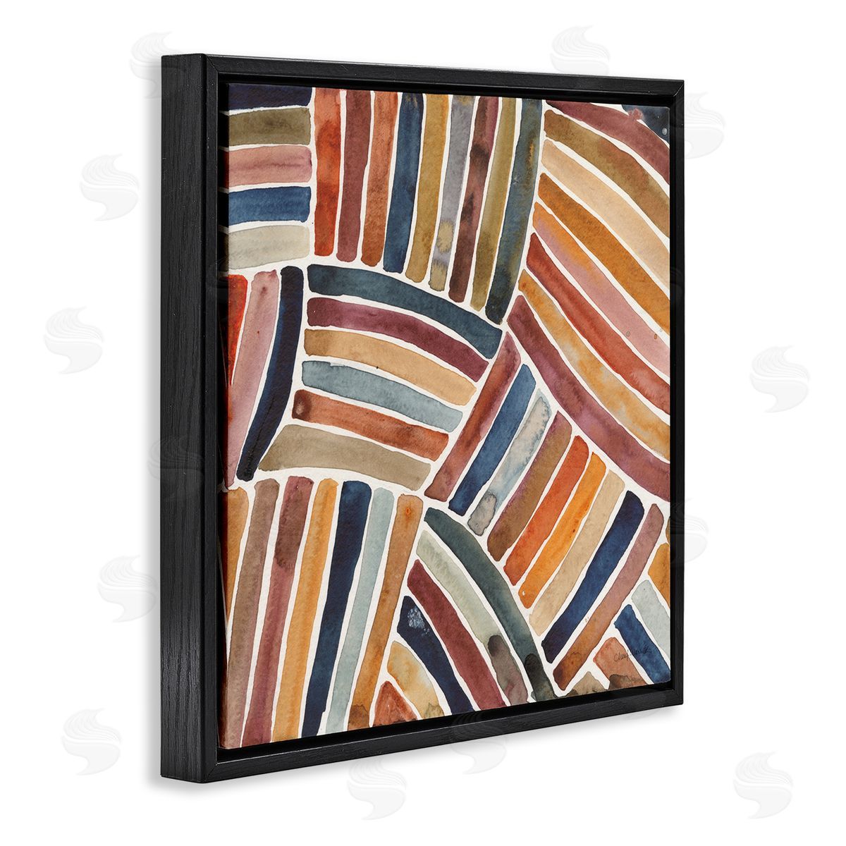 Cheryl Warrick Muted Alternating Stripes Black Floating Frame Canvas Wall Art Print
