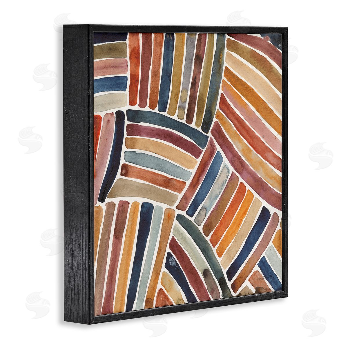 Cheryl Warrick Muted Alternating Stripes Black Framed Glicee Wall Art Print