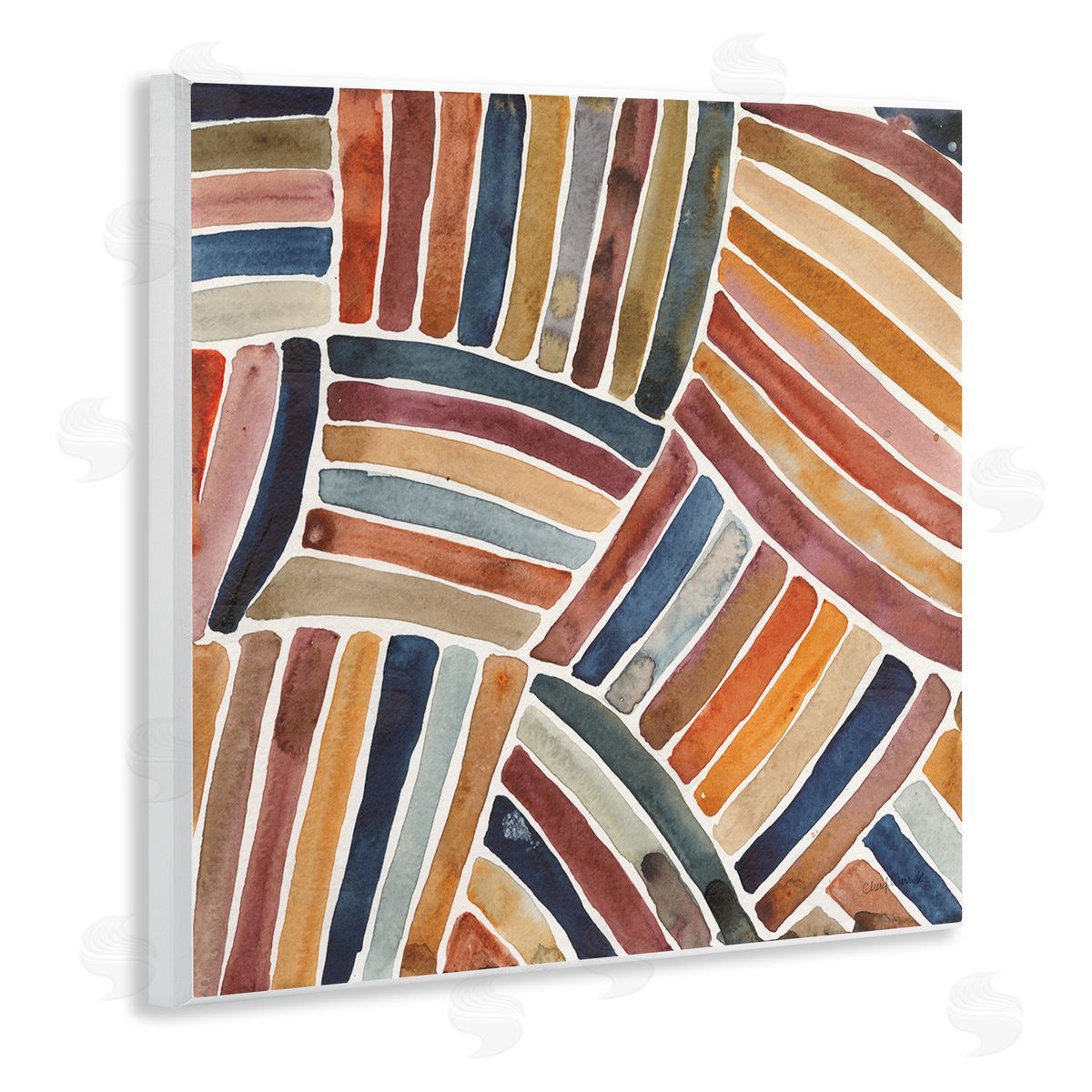 Cheryl Warrick Muted Alternating Stripes Wooden Wall Plaque Art Print