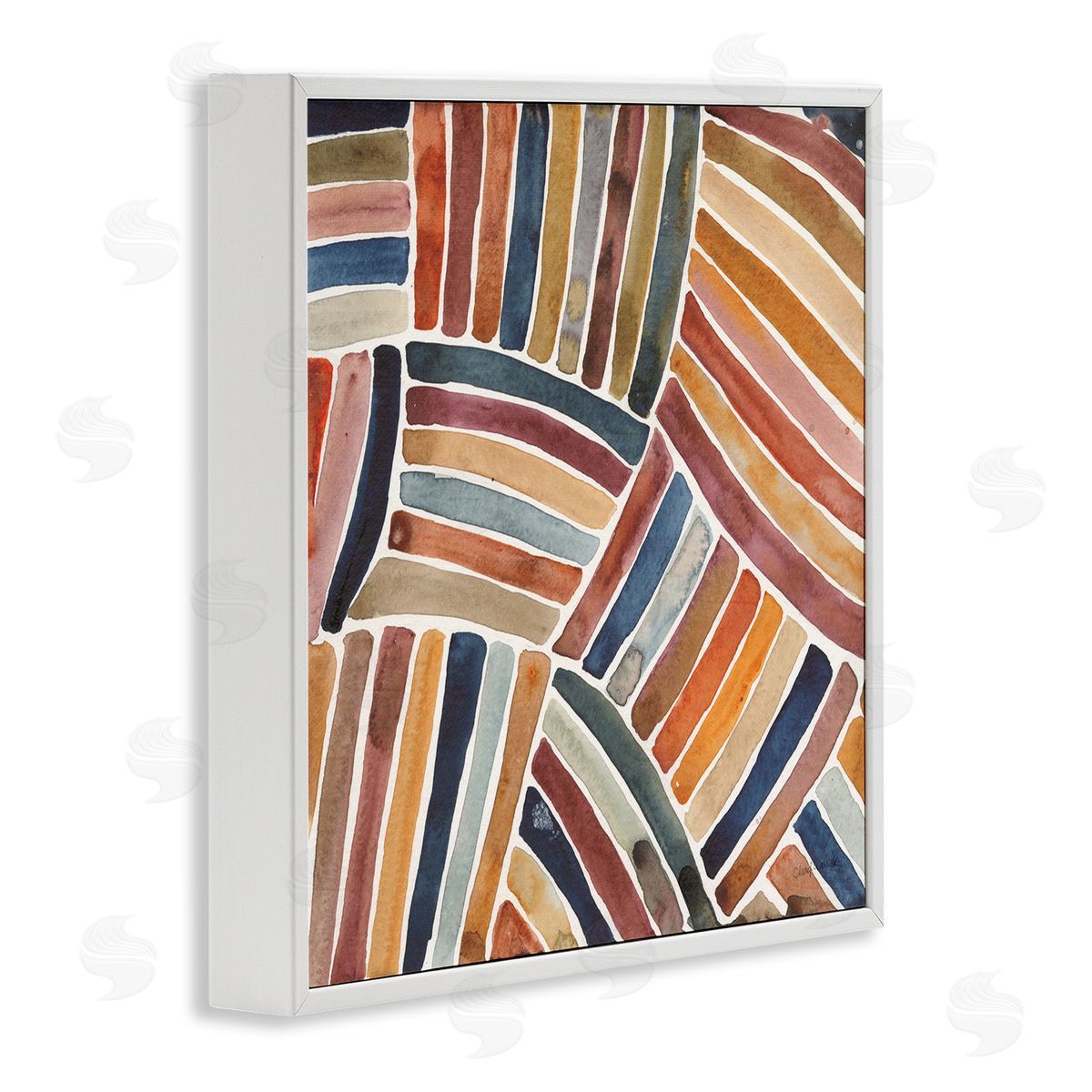 Cheryl Warrick Muted Alternating Stripes White Framed Glicee Wall Art Print