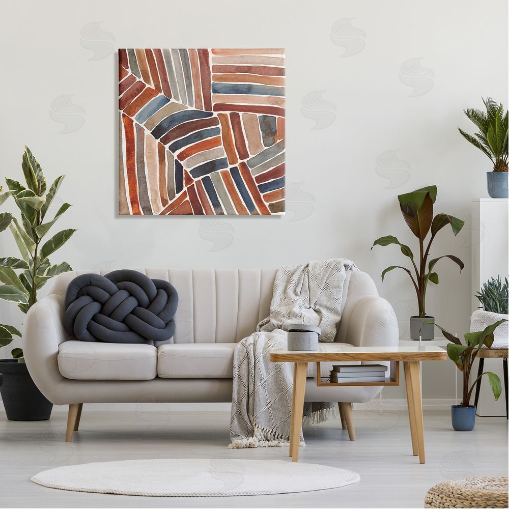 Cheryl Warrick Abstract Terracotta Stripes Canvas Wall Art in Room