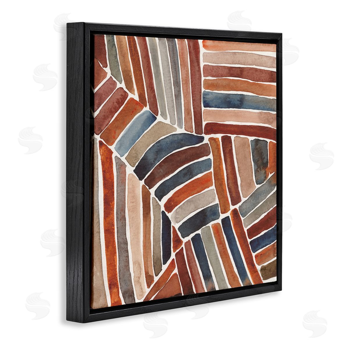 Cheryl Warrick Abstract Terracotta Stripes Black Floating Frame Canvas Wall Art Print