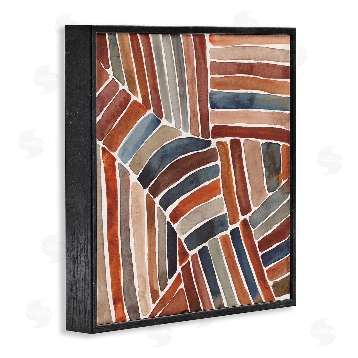 Cheryl Warrick Abstract Terracotta Stripes Black Framed Glicee Wall Art Print