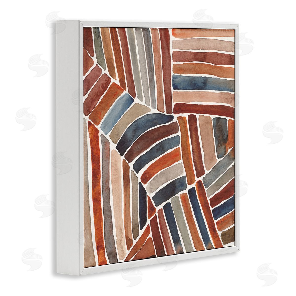 Cheryl Warrick Abstract Terracotta Stripes White Framed Glicee Wall Art Print