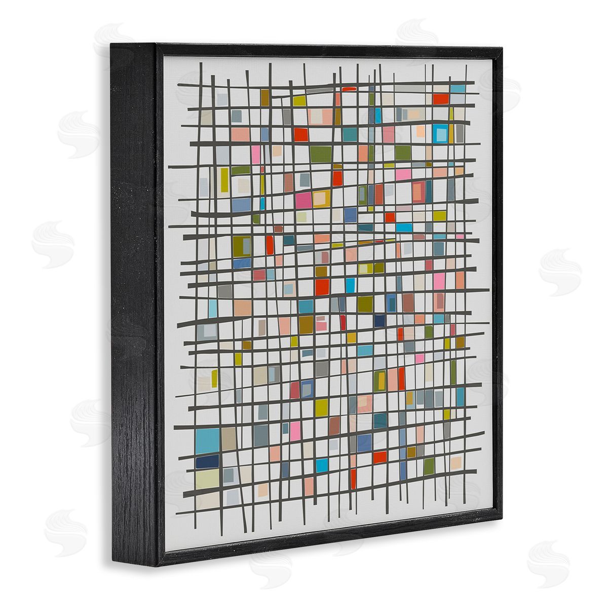 Angel Estevez Remembering Mondrian Abstraction Black Framed Glicee Wall Art Print