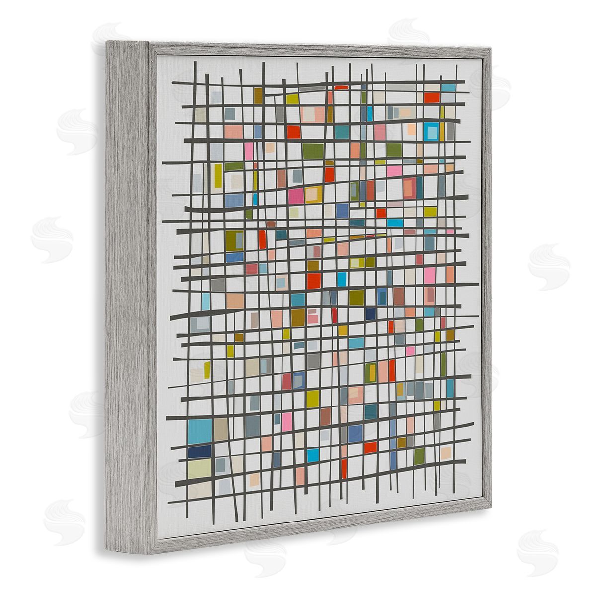 Angel Estevez Remembering Mondrian Abstraction Gray Framed Glicee Wall Art Print