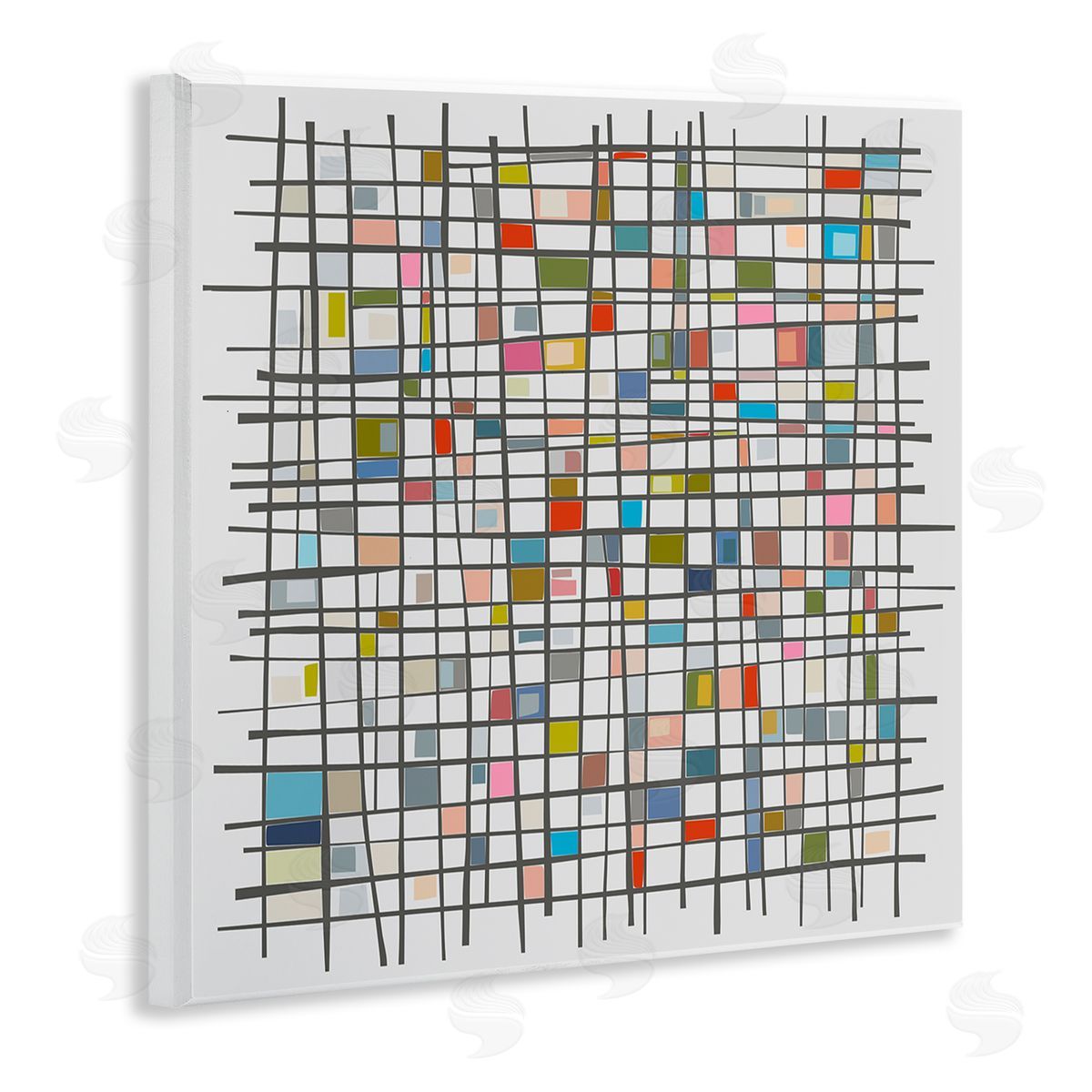Angel Estevez Remembering Mondrian Abstraction Wooden Wall Plaque Art Print