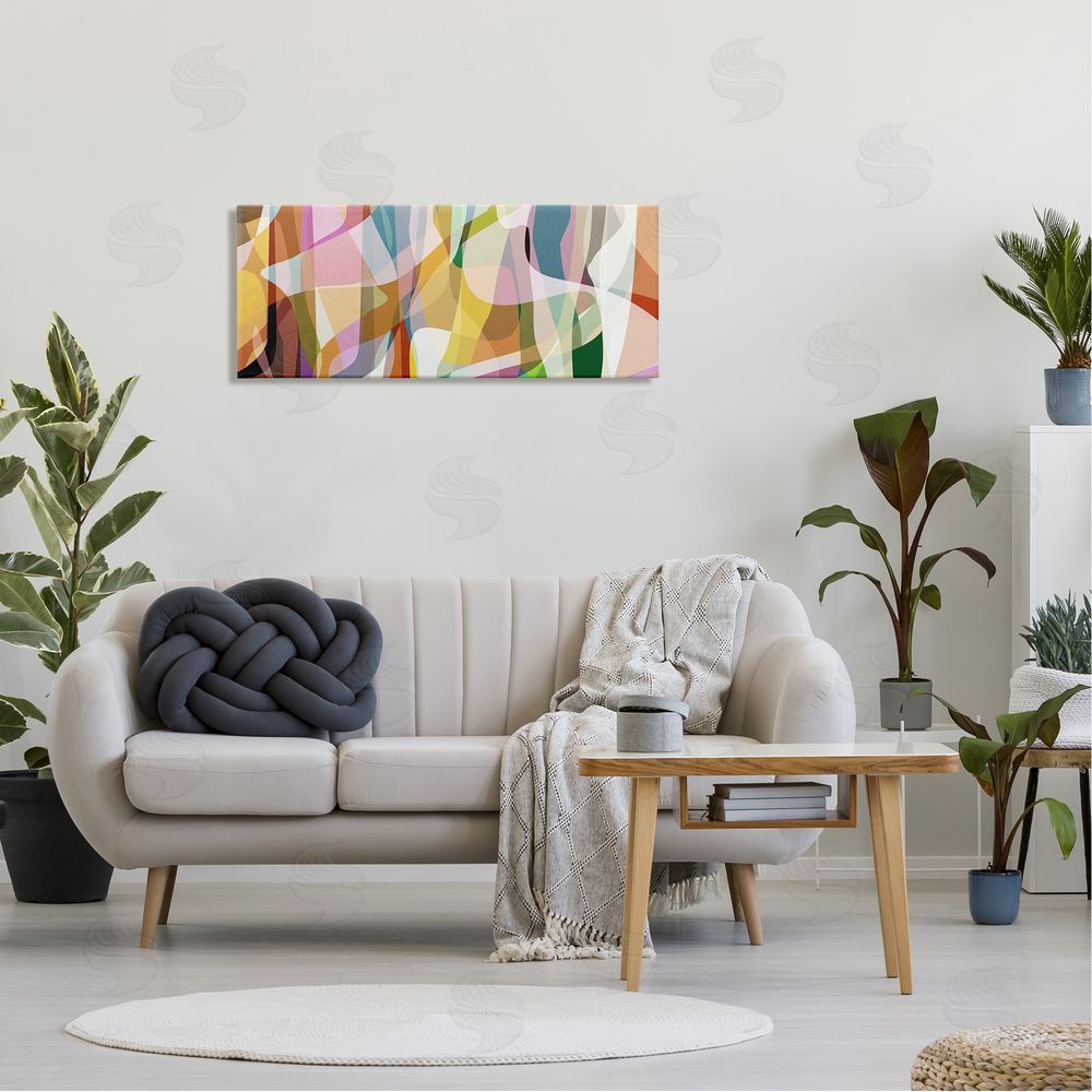 Angel Estevez Layered Contemporary Shapes Canvas Wall Art in Room