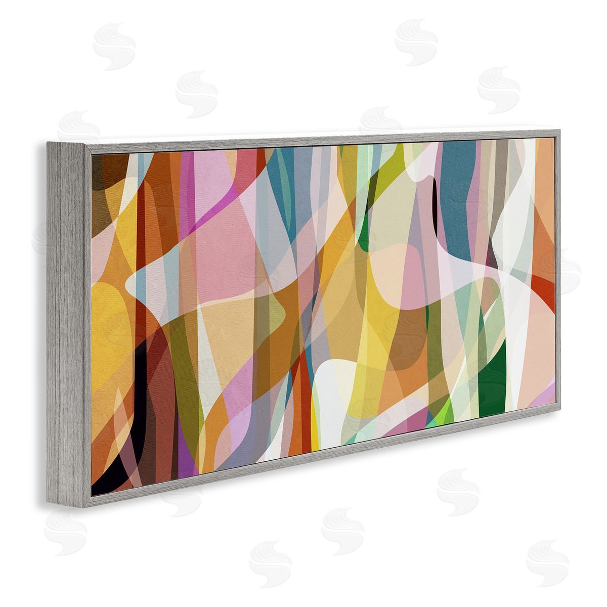 Angel Estevez Layered Contemporary Shapes Gray Framed Glicee Wall Art Print