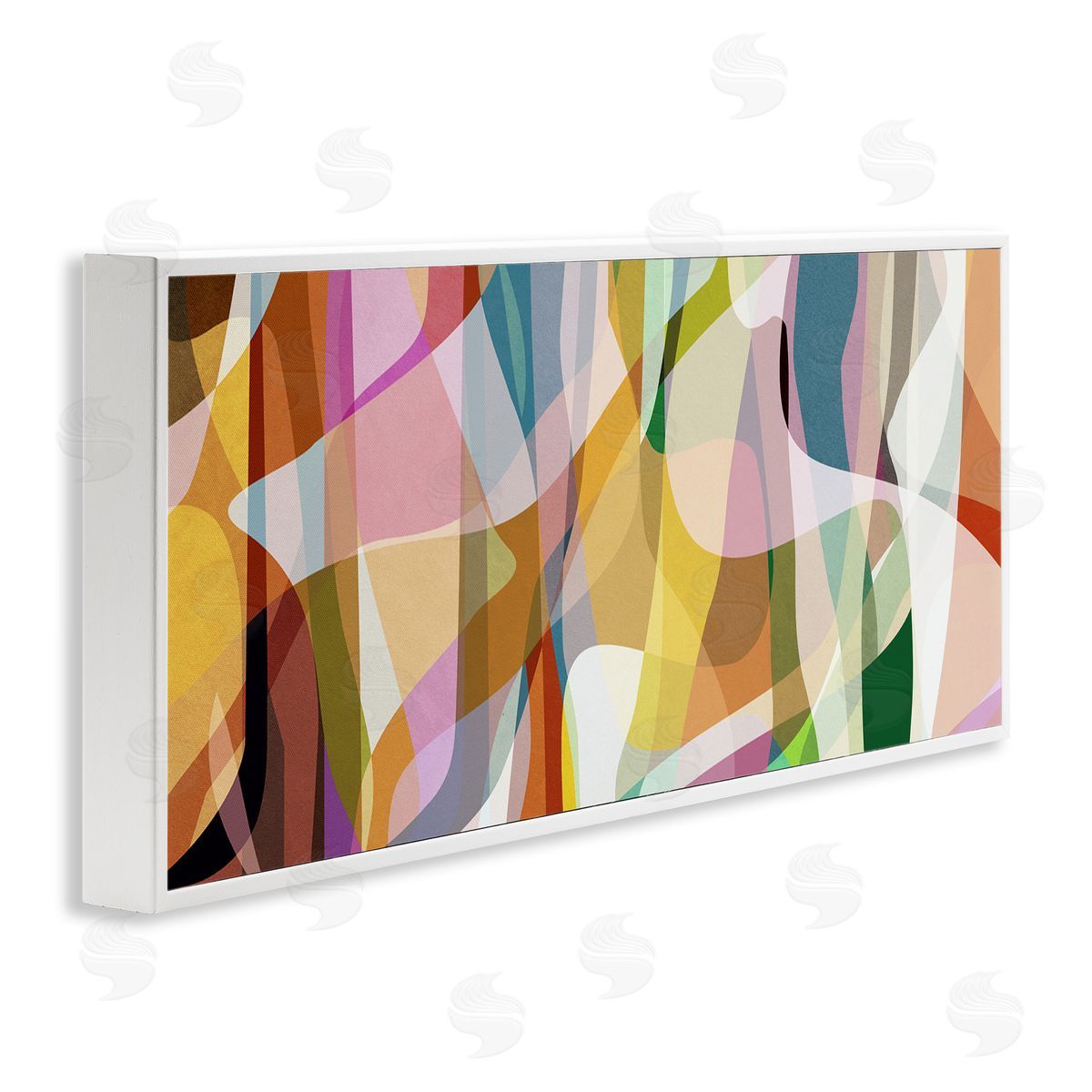 Angel Estevez Layered Contemporary Shapes White Framed Glicee Wall Art Print