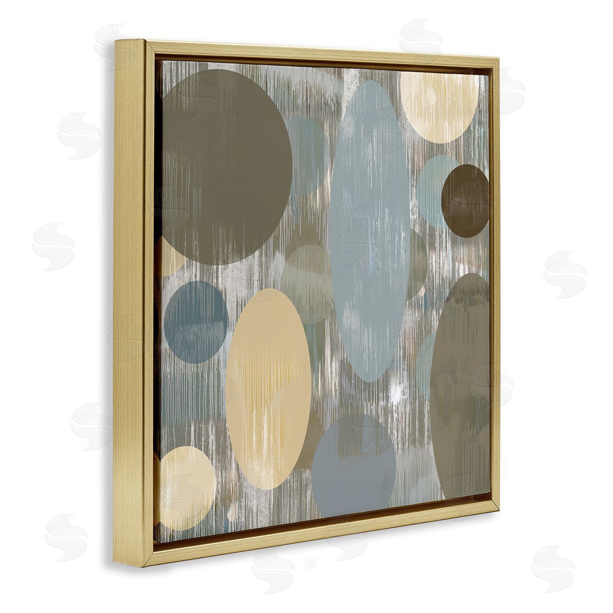 Brent Nelson Modern Ovals Abstraction Gold Floating Frame Canvas Wall Art Print