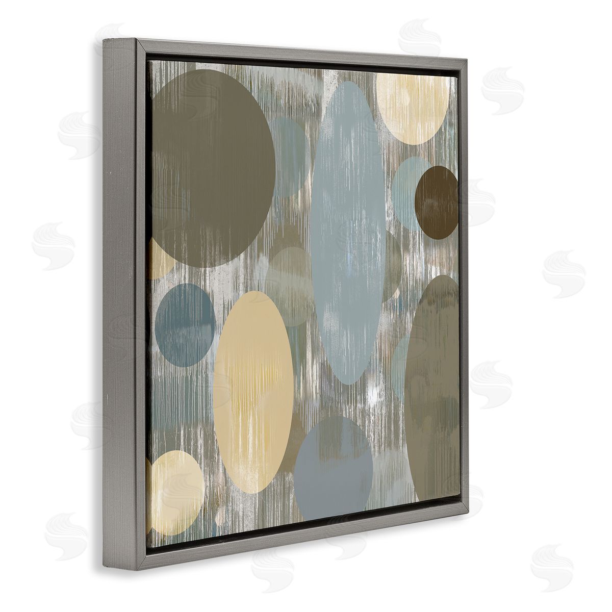 Brent Nelson Modern Ovals Abstraction Gray Floating Frame Canvas Wall Art Print