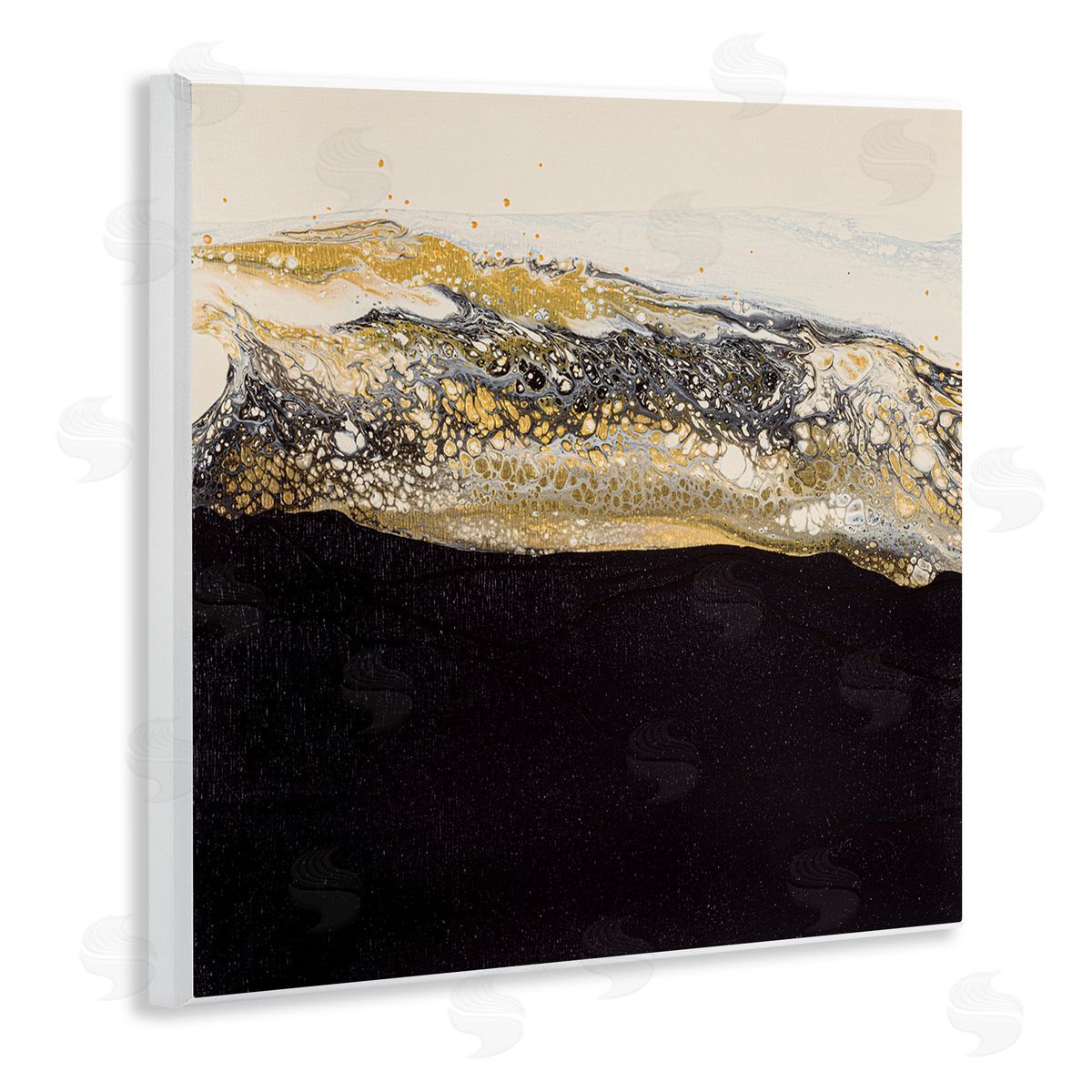 Ruth Fromstein Abstract Black & Glam Ripples Wooden Wall Plaque Art Print