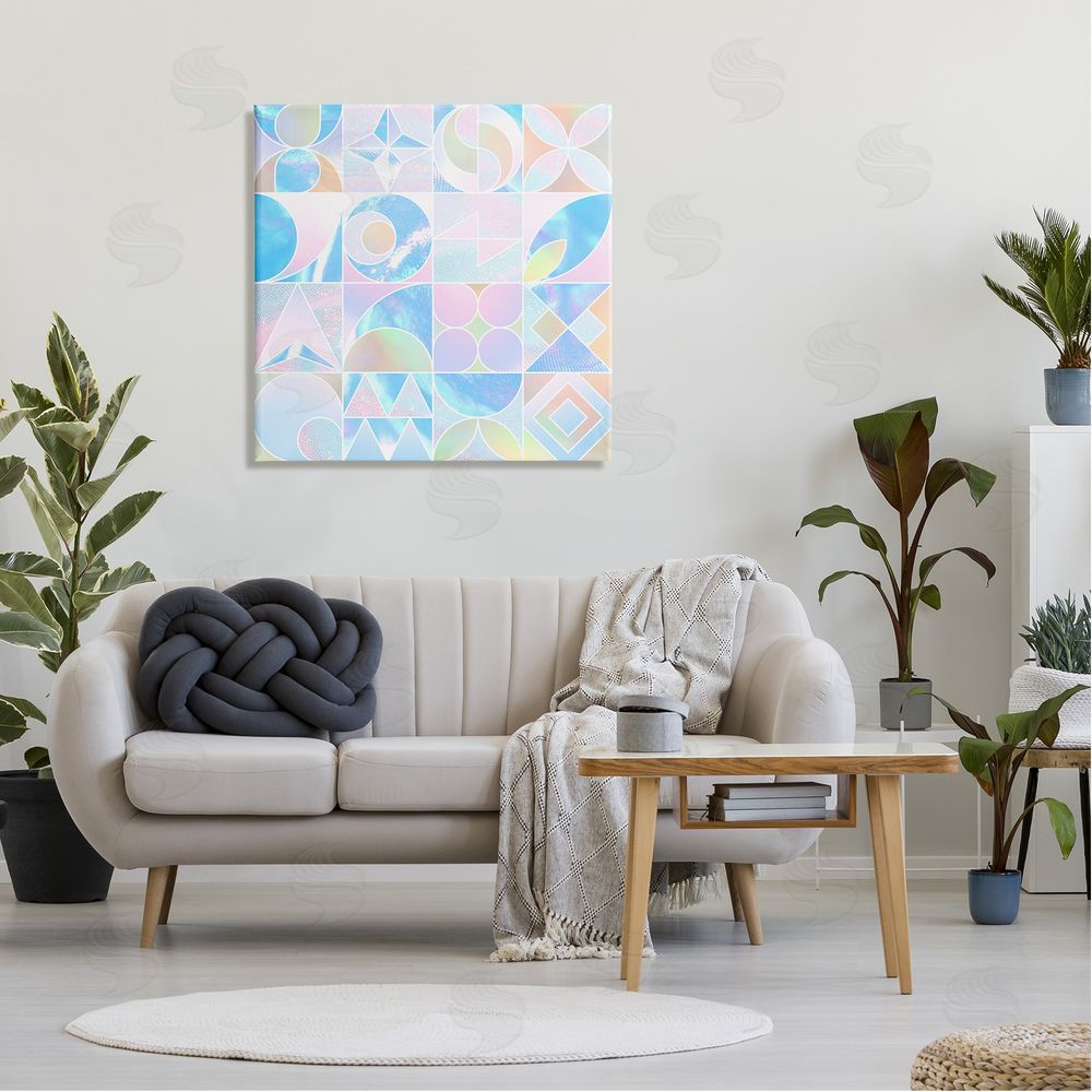 Ziwei Li Geometric Pastels Varied Shapes Canvas Wall Art in Room