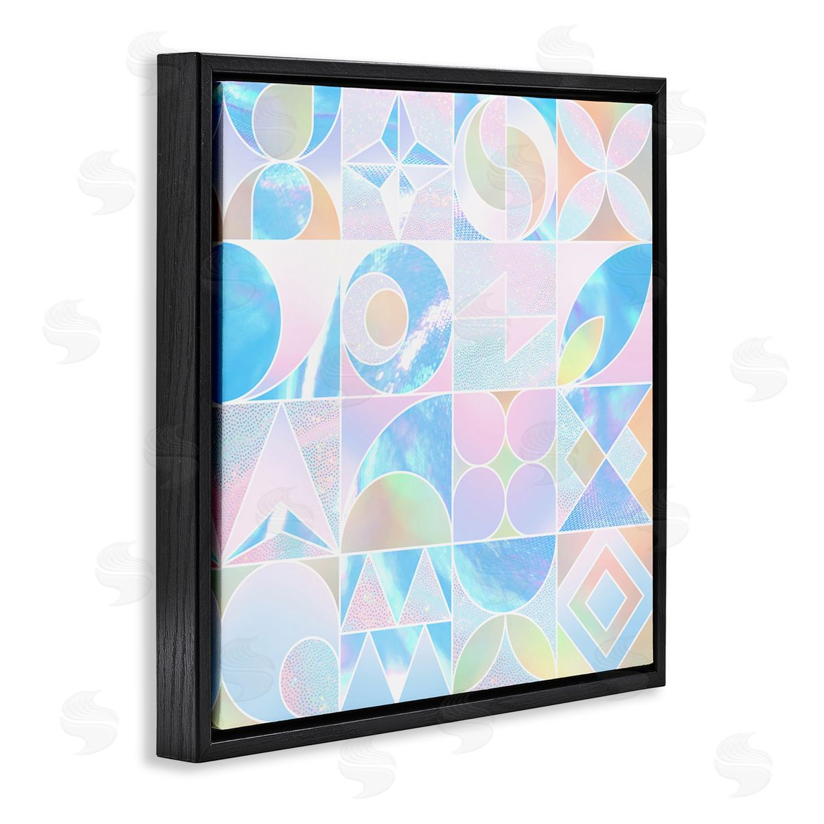 Ziwei Li Geometric Pastels Varied Shapes Black Floating Frame Canvas Wall Art Print