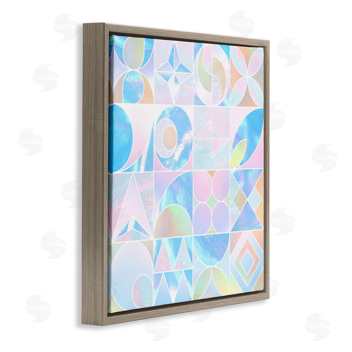 Ziwei Li Geometric Pastels Varied Shapes Brown Floating Frame Canvas Wall Art Print