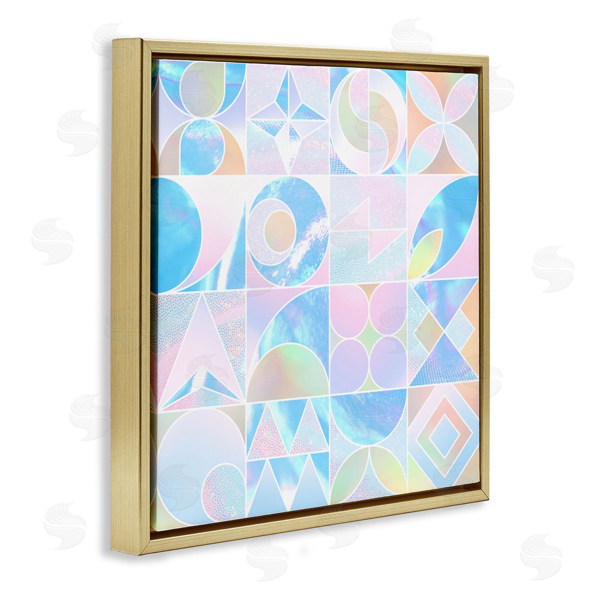 Ziwei Li Geometric Pastels Varied Shapes Gold Floating Frame Canvas Wall Art Print