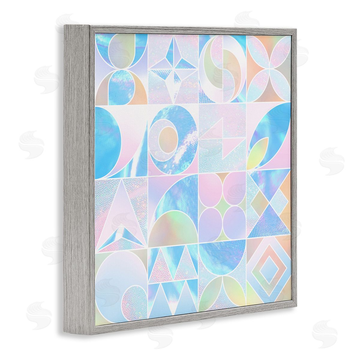 Ziwei Li Geometric Pastels Varied Shapes Gray Framed Glicee Wall Art Print