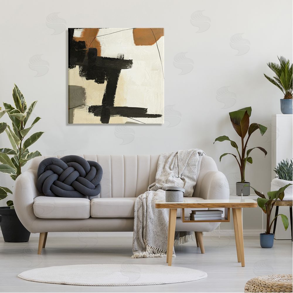 Design Fabrikken Beige Contemporary Abstraction Canvas Wall Art in Room