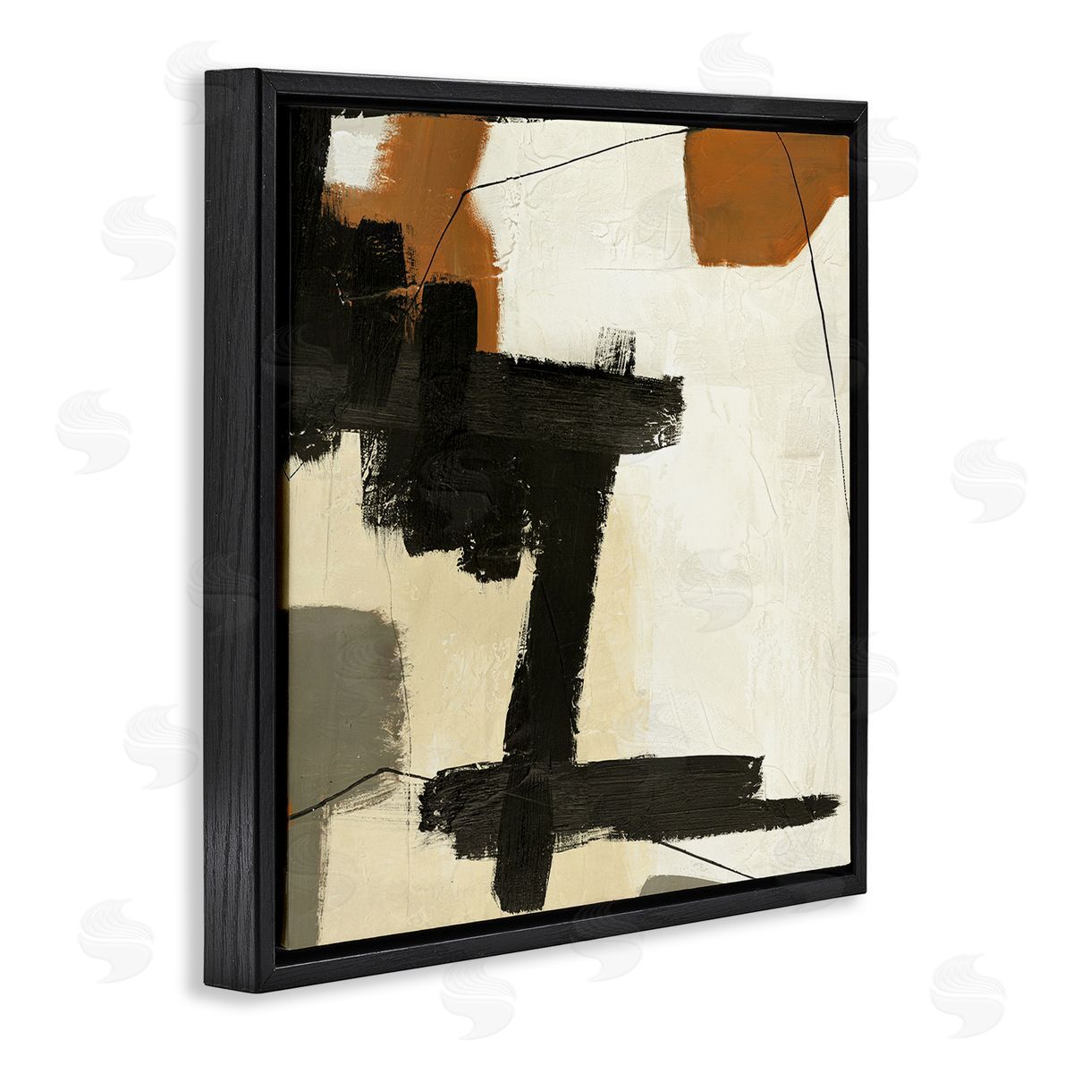 Design Fabrikken Beige Contemporary Abstraction Black Floating Frame Canvas Wall Art Print