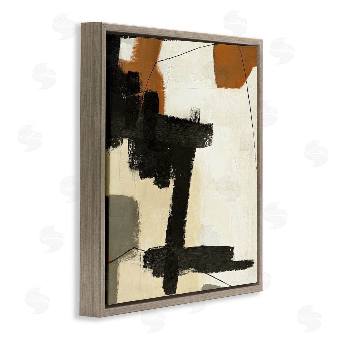 Design Fabrikken Beige Contemporary Abstraction Brown Floating Frame Canvas Wall Art Print