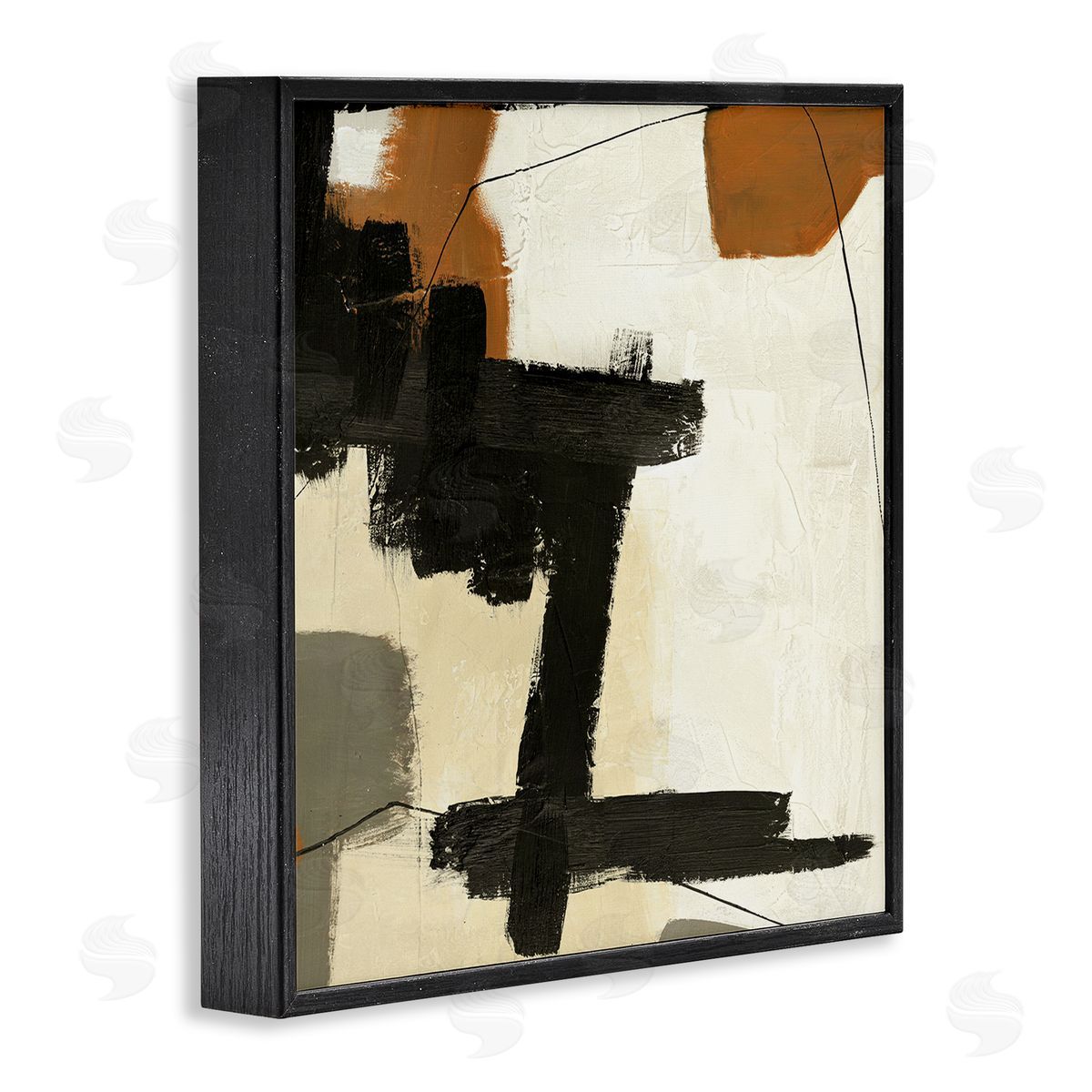 Design Fabrikken Beige Contemporary Abstraction Black Framed Glicee Wall Art Print