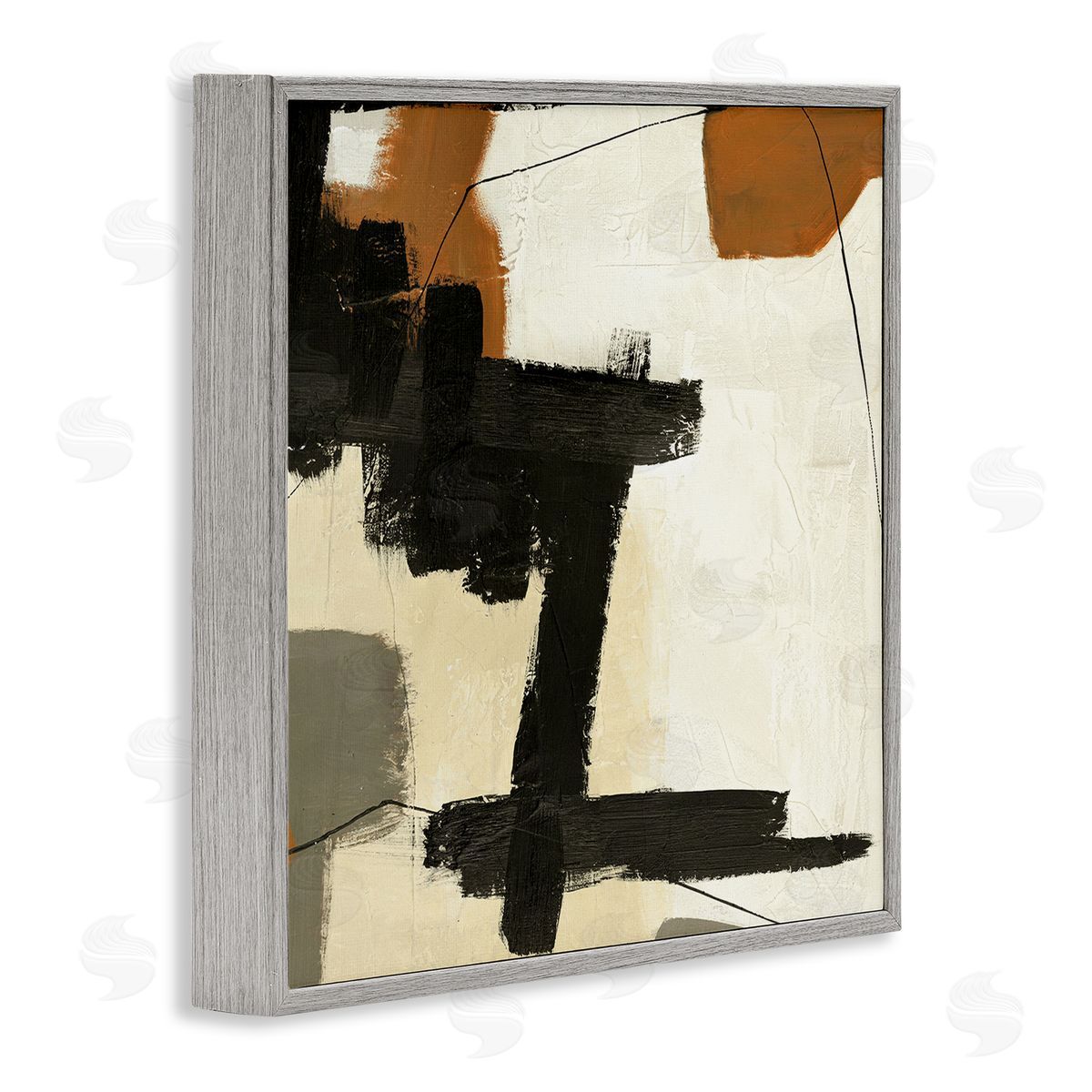 Design Fabrikken Beige Contemporary Abstraction Gray Framed Glicee Wall Art Print