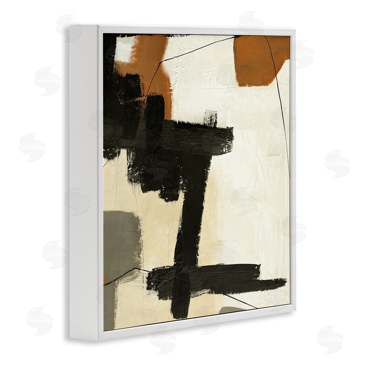 Design Fabrikken Beige Contemporary Abstraction White Framed Glicee Wall Art Print