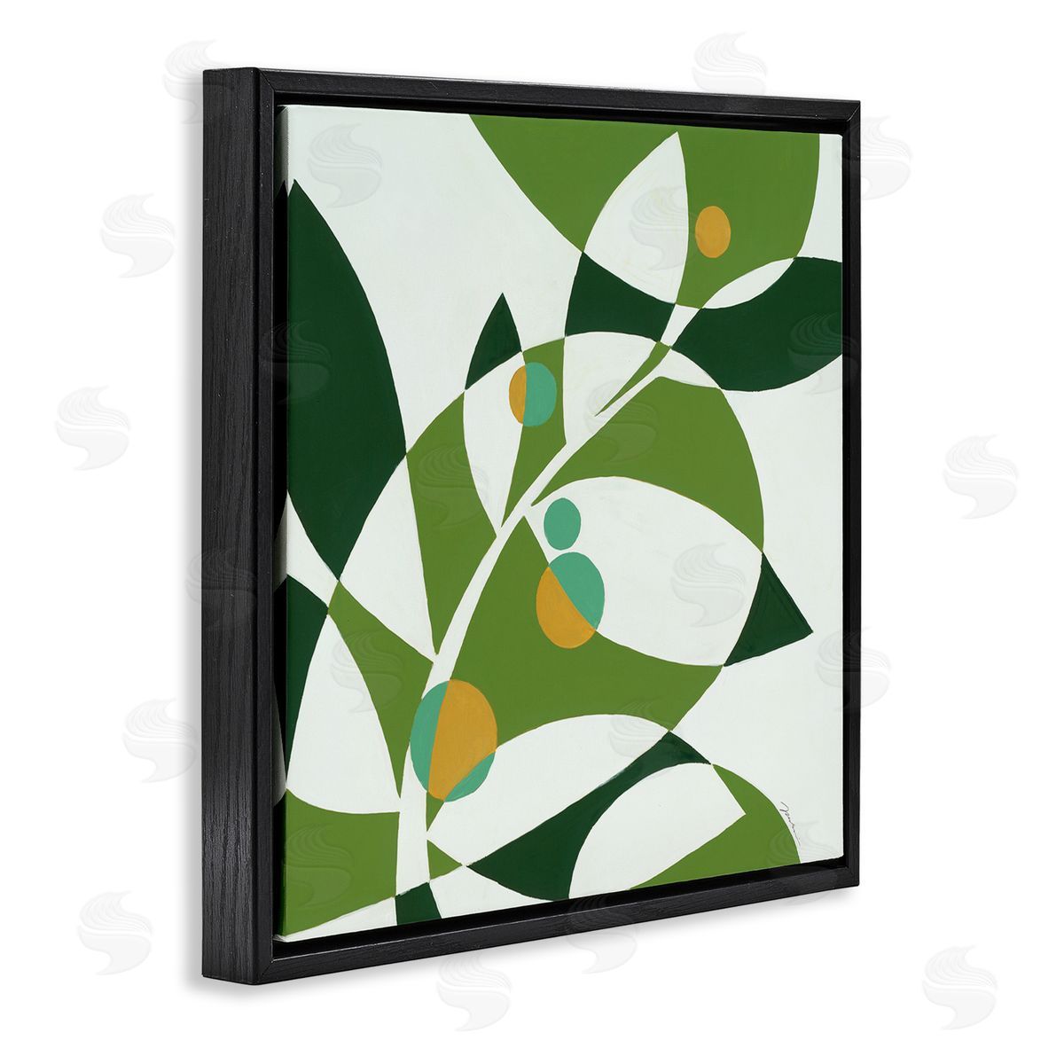 Liz Jardine Botanical Abstract Leaf Black Floating Frame Canvas Wall Art Print