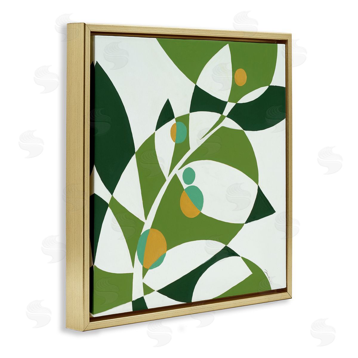 Liz Jardine Botanical Abstract Leaf Gold Floating Frame Canvas Wall Art Print