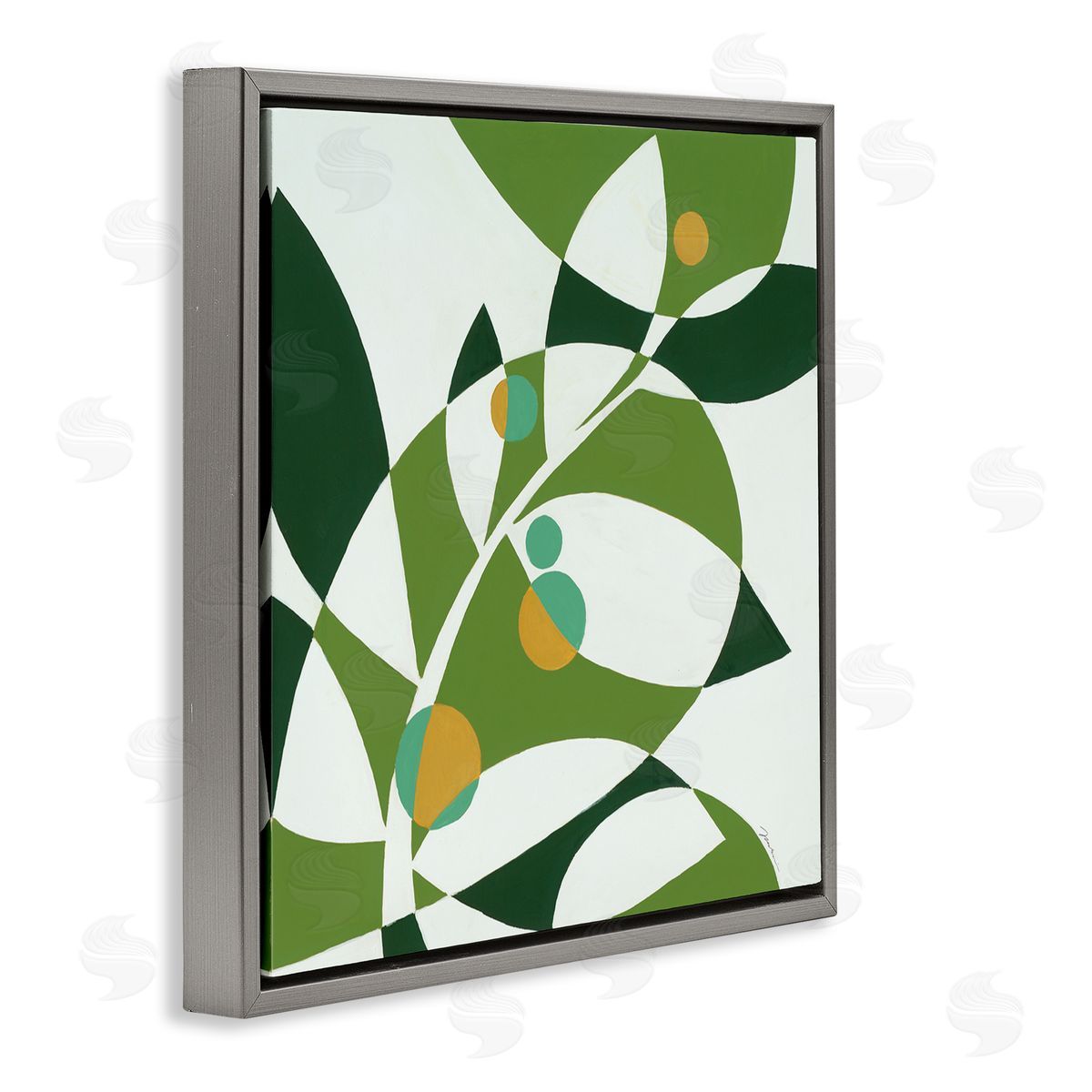 Liz Jardine Botanical Abstract Leaf Gray Floating Frame Canvas Wall Art Print