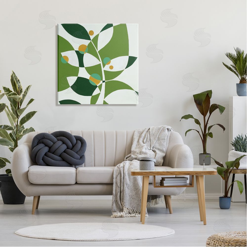 Liz Jardine Modern Green Leaf Abstraction Canvas Wall Art in Room