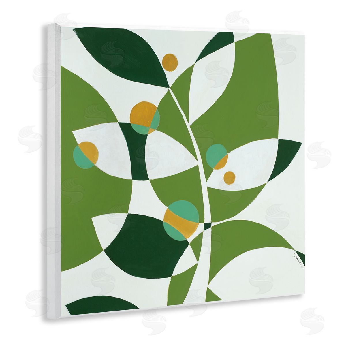 Liz Jardine Modern Green Leaf Abstraction Wooden Wall Plaque Art Print