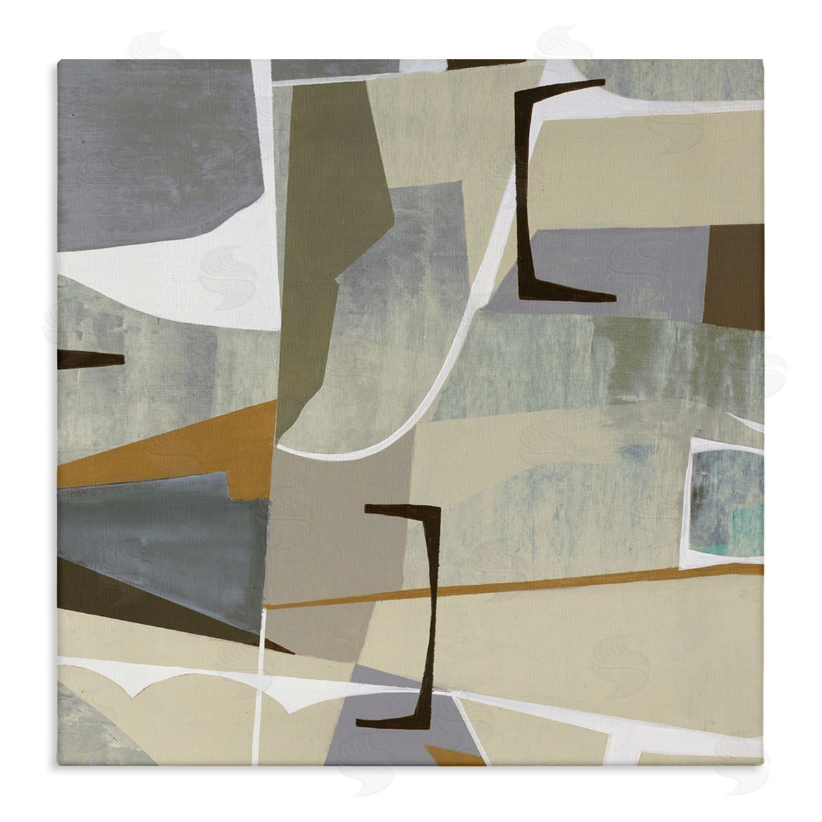 Liz Jardine Retro Geometric Composition Stretched Canvas Wall Art Print