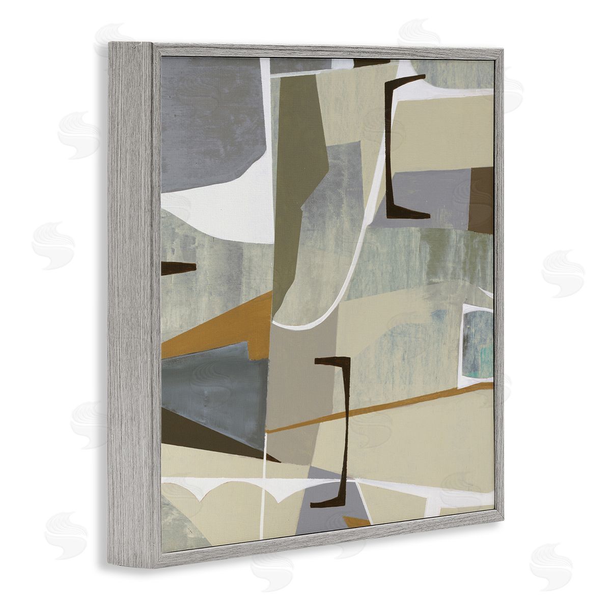 Liz Jardine Retro Geometric Composition Gray Framed Glicee Wall Art Print