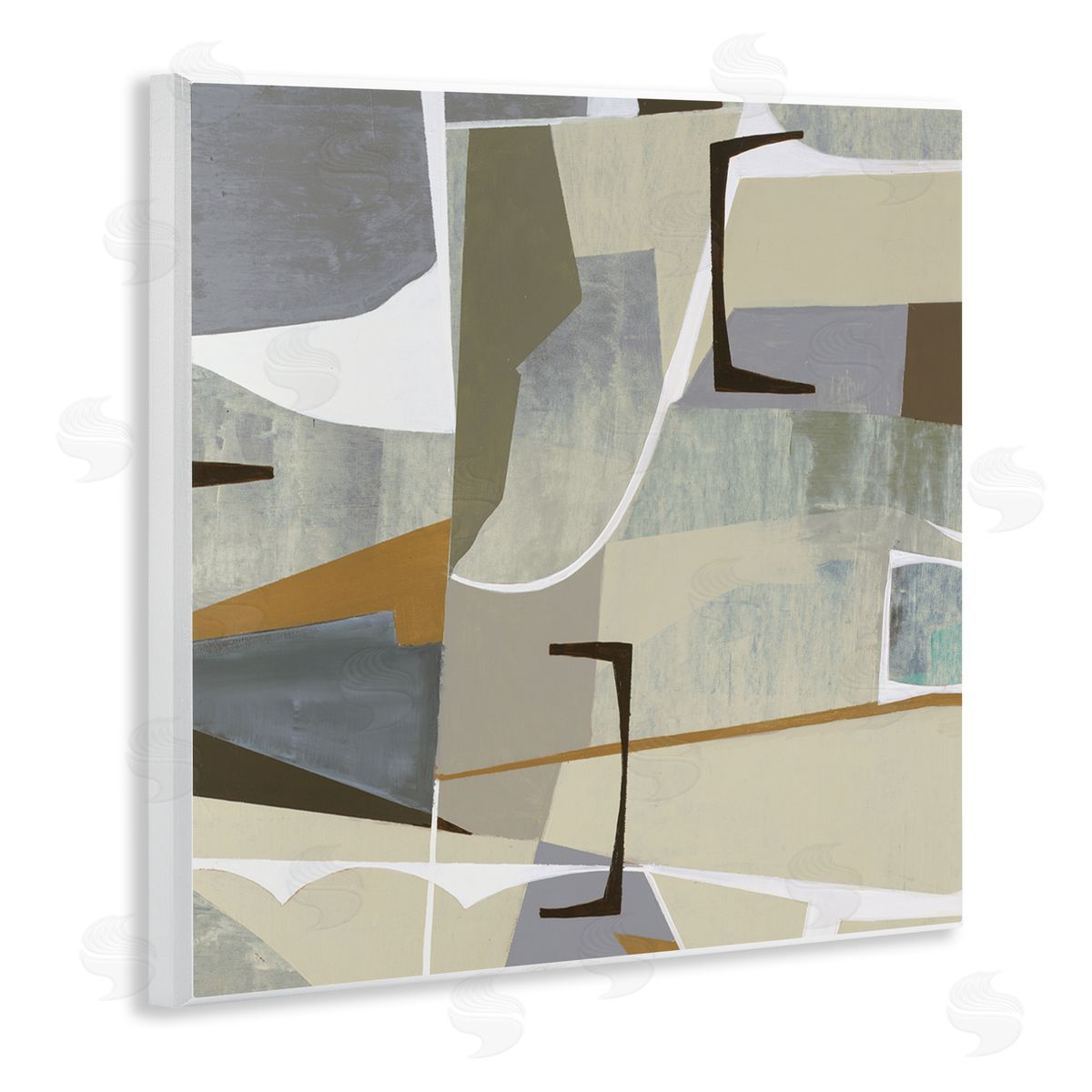 Liz Jardine Retro Geometric Composition Wooden Wall Plaque Art Print